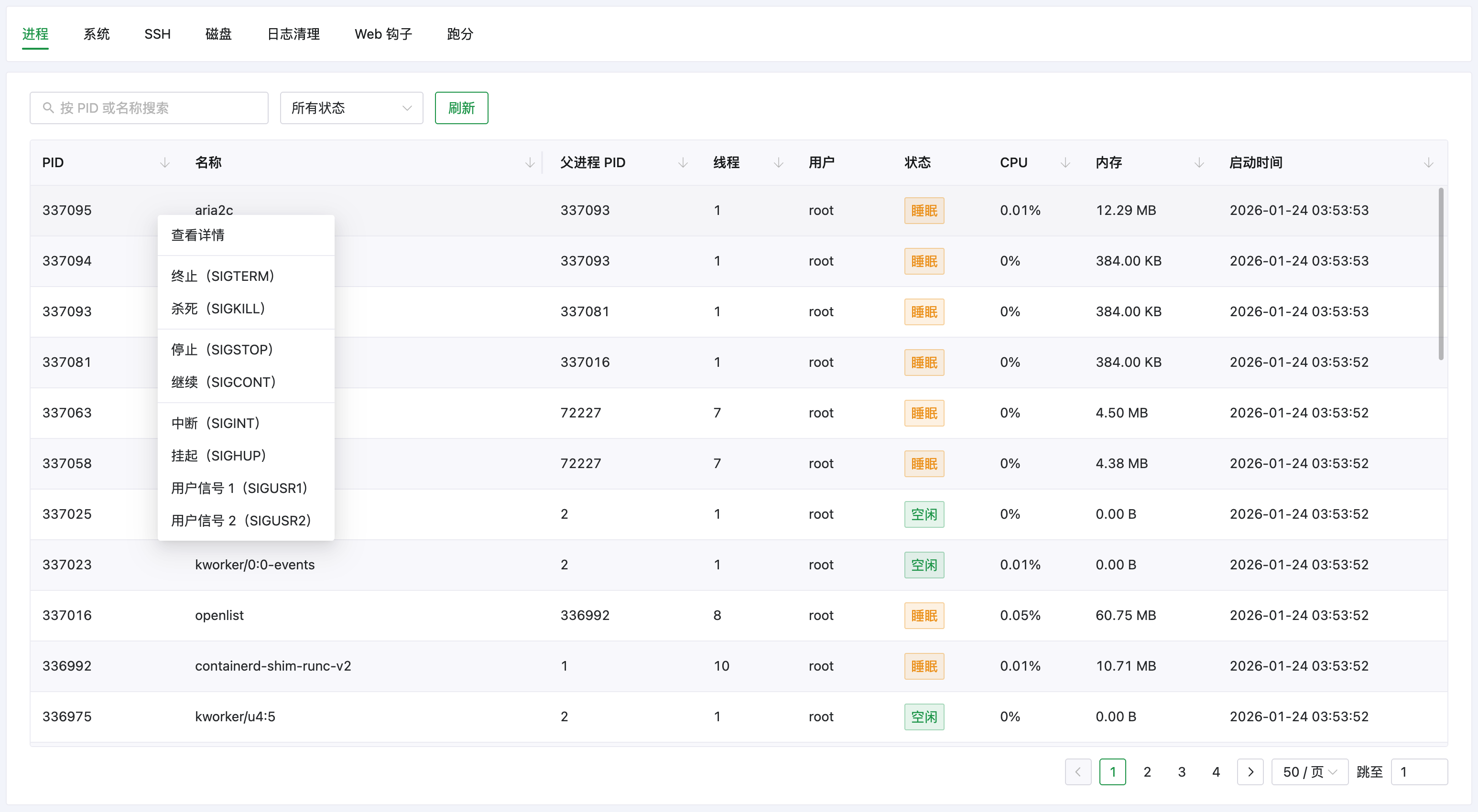 AcePanel 进程管理
